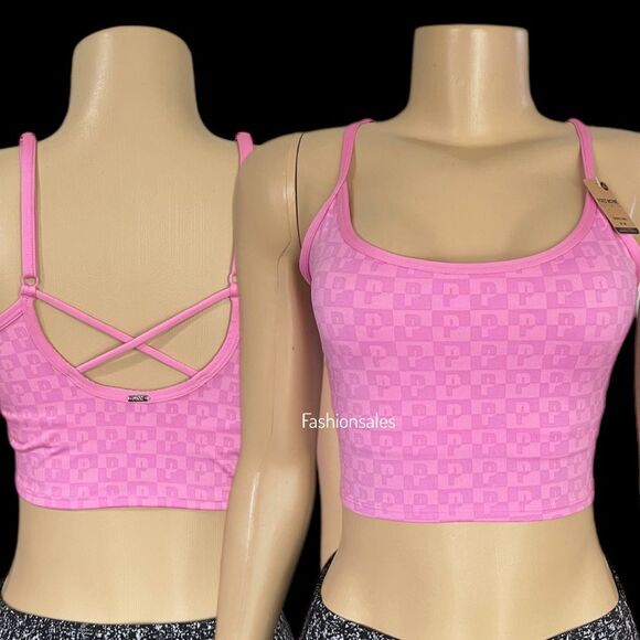 Victorias Secret Pink Active Ultimate Lined Padded Sports tank top bra pink S - Picture 3 of 7